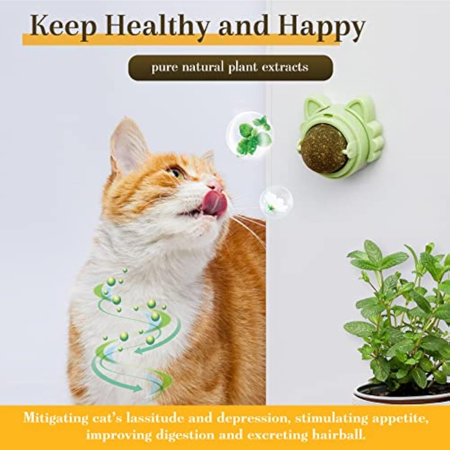 Catnip Balls, Catnip Ball For Cat, Catnip Balls That Stick On Wall, Catnip Toys For Healthy Kitty Teeth Cleaning, Safe Chew Toys, Cat Wall Treats, Catnip Balls For Cat Lick ( Blue, Green, Pink )