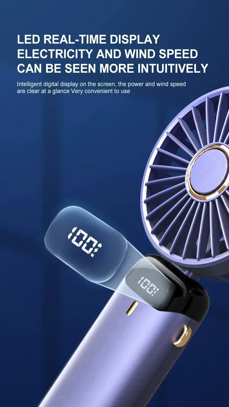 Portable Handheld Personal Rechargeable Fan LED Digital Display 90°Adjustable  Rechargeable Fan , 5 Speed Wind Mini Aromatherapy