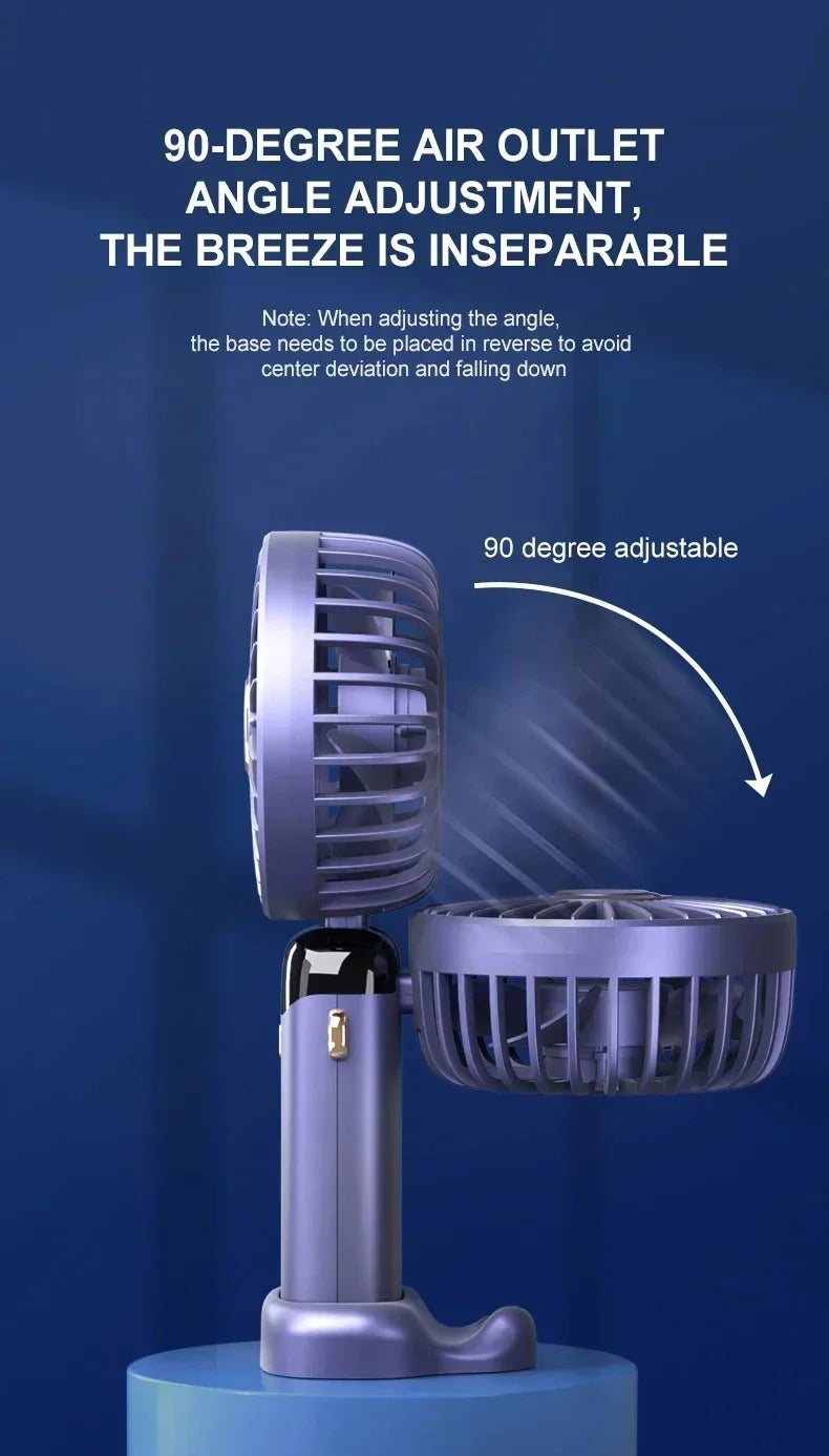 Portable Handheld Personal Rechargeable Fan LED Digital Display 90°Adjustable  Rechargeable Fan , 5 Speed Wind Mini Aromatherapy