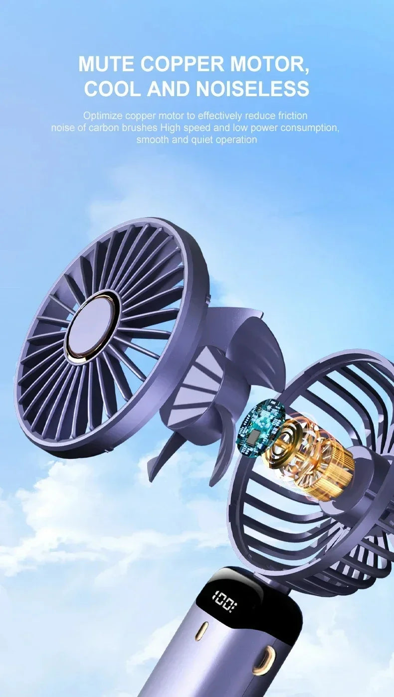 Portable Handheld Personal Rechargeable Fan LED Digital Display 90°Adjustable  Rechargeable Fan , 5 Speed Wind Mini Aromatherapy