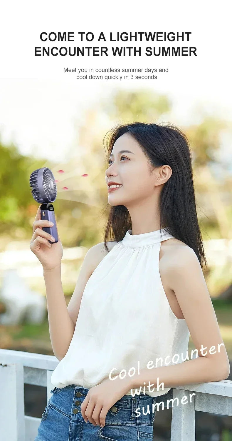 Portable Handheld Personal Rechargeable Fan LED Digital Display 90°Adjustable  Rechargeable Fan , 5 Speed Wind Mini Aromatherapy