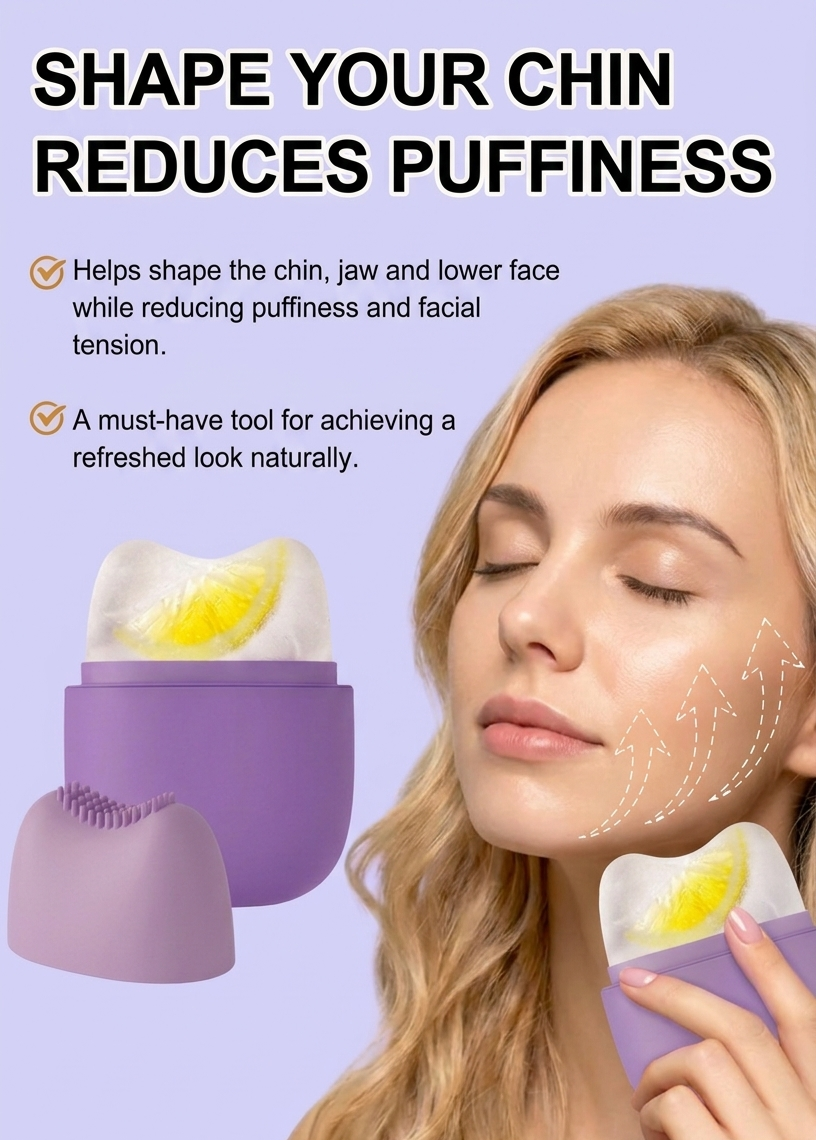 The Daily Depuff: 2-in-1 Facial Ice Roller & Silicone Massage Brush