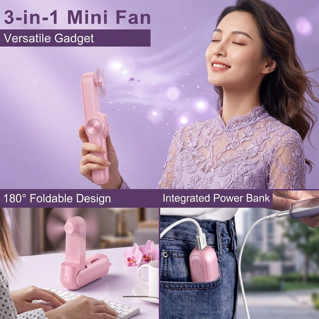Refresh & Recharge: 2-in-1 Pocket Fan & Mobile Power Bank