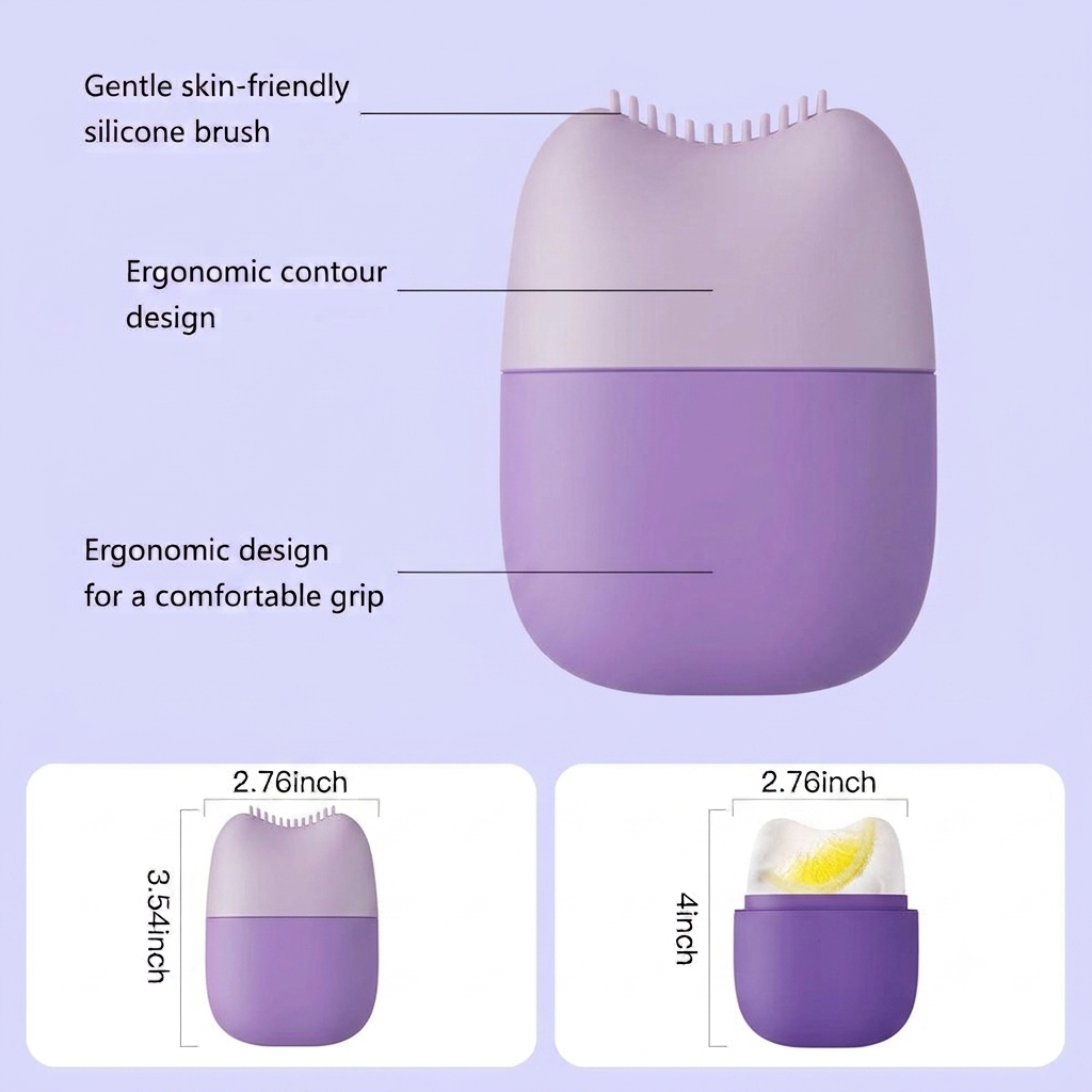 The Daily Depuff: 2-in-1 Facial Ice Roller & Silicone Massage Brush