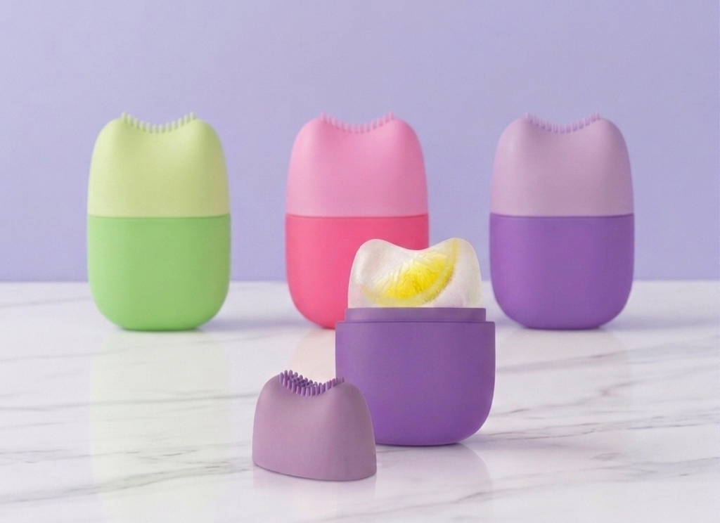The Daily Depuff: 2-in-1 Facial Ice Roller & Silicone Massage Brush